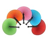 60pcs Abanico PAI PAI de Papel Plegable Redondo para Boda Fiesta Cumpleaños Ceremonia Matrimonio 5 Colores Paper Fan