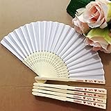 JZshanzi 60pcs / Lot Personalizada Novia y amp; Nombre del Novio y Fecha de la Boda Abanico Plegable de Seda Disponible con 6 Colores