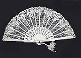 Momparler1870 Abanico Novia Encaje con Bonita Borla de Adorno