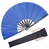 OMyTea - Abanico de mano plegable grande de tipo Kung Fu-Tai Chi, unisex, con funda de tela para su protección, ideal para actuaciones, bailes, competiciones o regalos